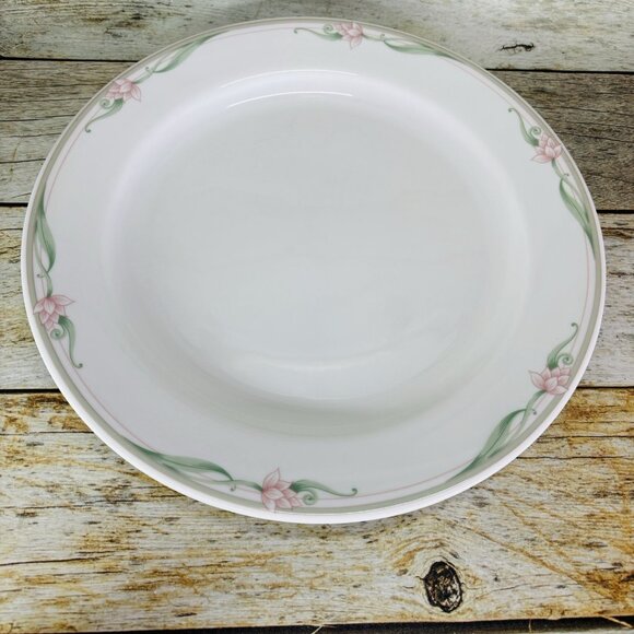 Royal Rego SERENA Restaurant Ware Pink Flower Porcelain White Dinner Plate Set 4 - Picture 2 of 16